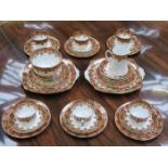 VICTORIAN HANDPAINTED AND GILDED FLORAL PART TEA SET,
