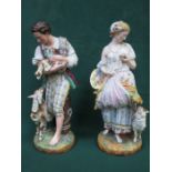 PAIR OF GOOD QUALITY HANDPAINTED AND GILDED CONTINENTAL FIGURE GROUPS,