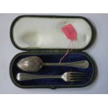 HALLMARKED SILVER VICTORIAN CASED SPOON AND FORK SET