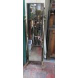 BRASS COLUMN FORM CHEVAL MIRROR