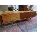 1970s STYLE ROSEWOOD AND BEECH LONG JOHN SIDEBOARD