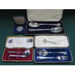 THREE CASES OF SILVER PLATED FLATWARE INCLUDING VINER PUSH AND SCOOP SET,