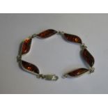 925 SILVER AND AMBER COSTUME BRACELET