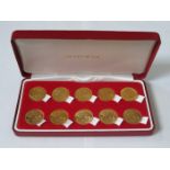 CASED SET OF TEN GOLD FULL SOVEREIGNS- 1930s,