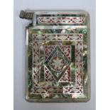 MOTHER OF PEARL DECORATED COMBINATION CIGARETTE CASE/LIGHTER