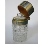 HALLMARKED SILVER TOPPED GLASS PERFUME DECANTER WITH STOPPER, LONDON ASSAY,