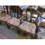 SET OF SIX (FOUR AND TWO) ANTIQUE MAHOGANY HEPPLEWHITE DINING CHAIRS