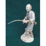 SECTIONAL IVORY FIGURE OF FISHERMAN, SIGNED TO BASE,