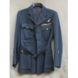 RAF SIGNALER SERGEANT'S MILITARY WORLD WAR II TUNIC JACKET WITH MEDAL BAR AND TWO WINGS.