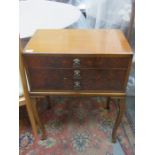 MAHOGANY THREE DRAWER CANTEEN CHEST OF CUTLERY