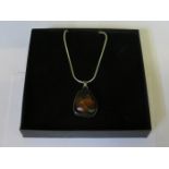 925 SILVER AND AMBER PENDANT ON CHAIN