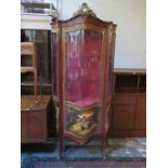 REPRODUCTION FRENCH STYLE ORMOLU MOUNTED SINGLE DOOR GLAZED DISPLAY CABINET