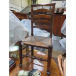 PAIR OF OAK RUSH SEATED COUNTRY STYLE CHAIRS