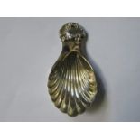 HALLMARKED SILVER SHELL DESIGN TEA CADDY SPOON,