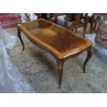 REPRODUCTION FRENCH STYLE INLAID COFFEE TABLE