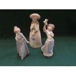 THREE VARIOUS NAO GLAZED CERAMIC FIGURINES