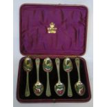 CASED SET OF SIX HALLMARKED SILVER SPOONS,