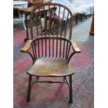 ANTIQUE ELM WINDSOR ARMCHAIR