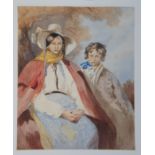 Octavius Oakley RWS (British 1800-1867) A gypsy girl and boy watercolour, unframed 11 x 9in (28 x