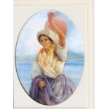 Isabel Naftel SWA (British 1832-1912) Water carrier, Amalfi watercolour, signed with monogram and