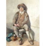 Octavius Oakley R.W.S. (British 1800-1867) Hurdy Gurdy boy watercolour 18 x 13in (46 x 33cm).