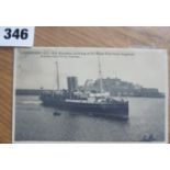 Thomas Bramley of Guernsey real photographic postcard - 'SS Reindeer arriving at St Peter Port