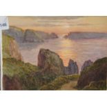 Margaret Mary Waller FIAL (British 1916-1997) Sunrise on the west coast of Sark watercolour,