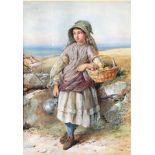 Octavius Oakley OWS (British 1800-1867) A Guernsey child with a basket of apples and Guernsey can