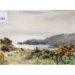 Arthur Bassett Waller (British 1882-1971) Coast from Icart Point, Guernsey watercolour, signed lower