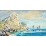 Paul Jacob Naftel RWS (British 1817-1891) Capri watercolour, heightened with white, signed,