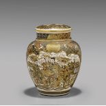 ANTIQUE SATSUMA COVERED JAR