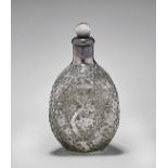 ANTIQUE EXPORT SILVER & GLASS BOTTLE