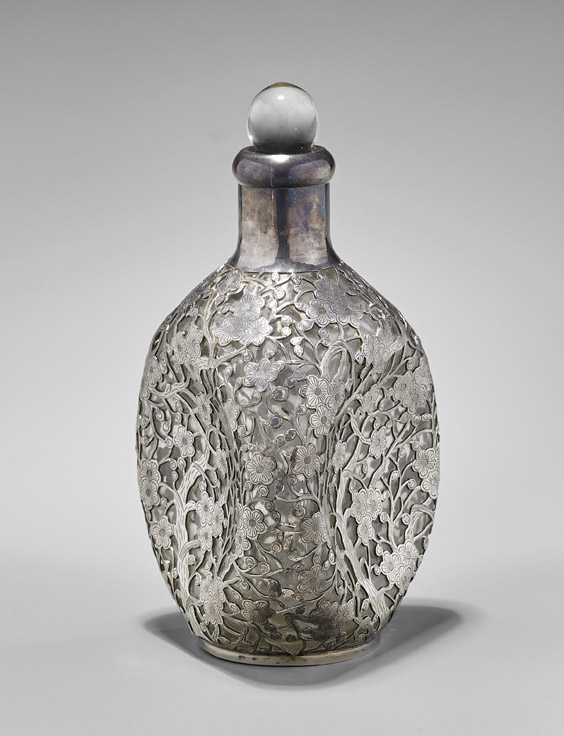 ANTIQUE EXPORT SILVER & GLASS BOTTLE - Image 2 of 4