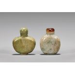 TWO ANTIQUE JADEITE SNUFF BOTTLES