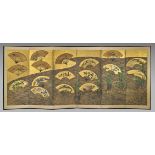 PAIR ANTIQUE JAPANESE SIX-PANEL SCREENS