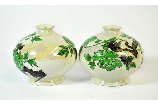 A pair of Shelley lustreware vases, H. 9cm, (each with a very minor chip to rim). - Image 2 of 4