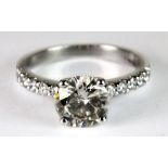 A superb 18ct white gold ring set with a solitaire diamond (approx 1.75ct) Est. J/Si with diamond