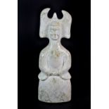 An unusual Chinese carved jade/hardstone figure of a woman in Tang Dynasty dress, H. 27cm.