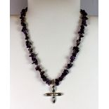 An amethyst bead necklace on a 925 silver clasp.