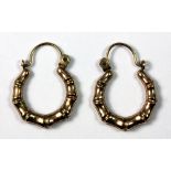 A pair of 9ct gold bamboo style hoop earrings, Dia. 1.4cm.