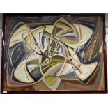 A large framed abstract oil on board signed Baron 63, 128 x 99cm.