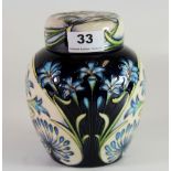 A Moorcroft 'Midnight Blue' pattern ginger jar and cover designed by Philip Gibson.