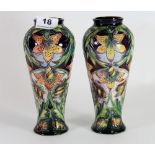 A pair of Moorcroft 'Scintilla' pattern vases designed by Shirley Hayes, c. 2002, H. 21cm, (