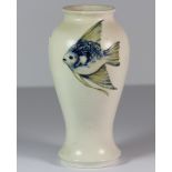 An early Moorcroft 'Fish' pattern salt-glazed vase, signed by William Moorcroft and impressed '