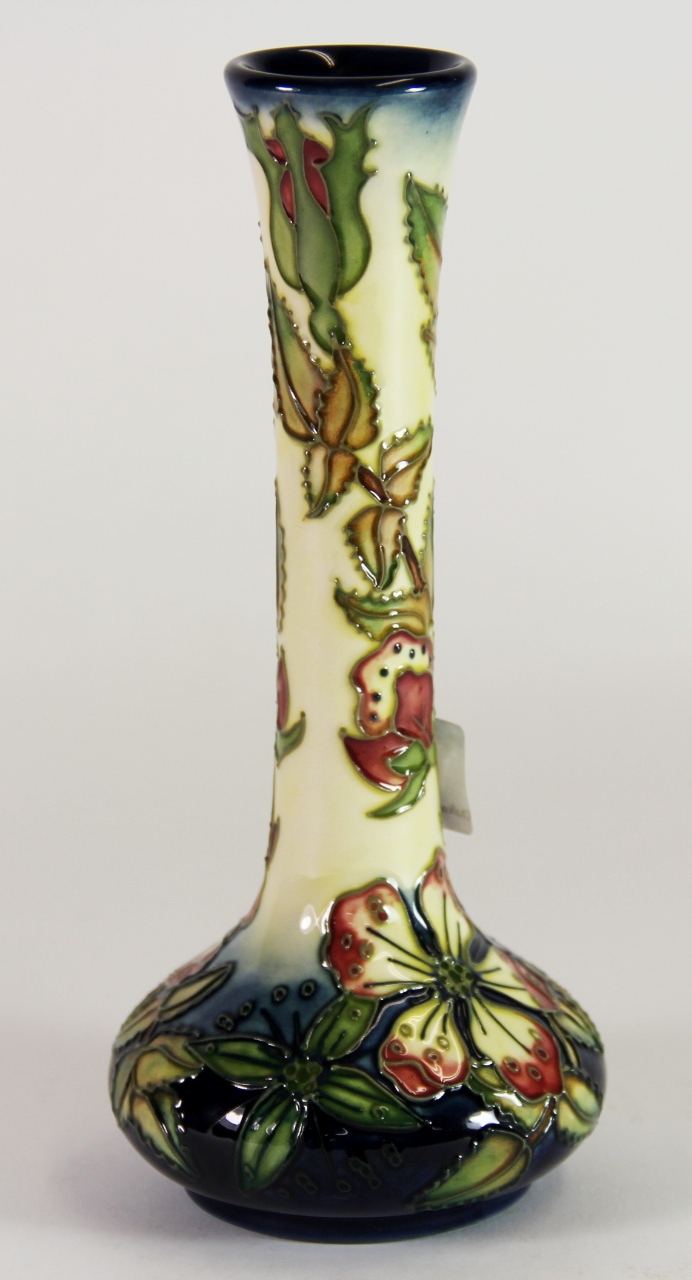 A Moorcroft 'Sweet Briar' design vase by Rachel Bishop, dated 1997, H. 21cm, Excellent condition. - Image 3 of 6