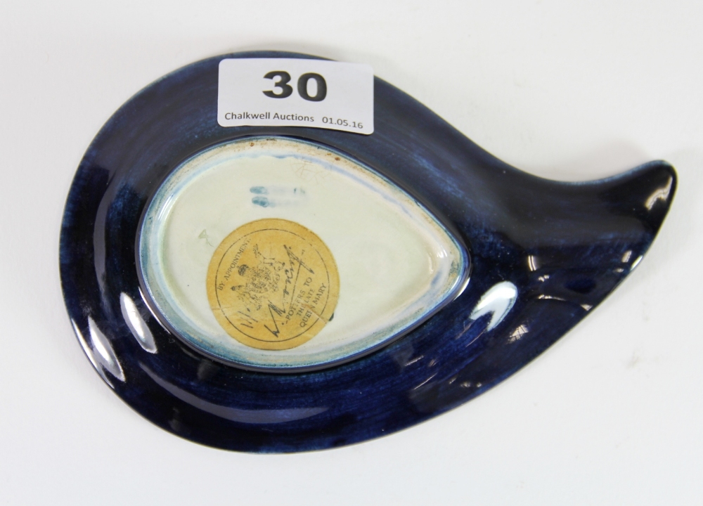 An early Moorcroft 'Orchid' design ashtray with the original Moorcroft label to base, W. 15cm x D. - Image 2 of 2