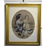 A gilt framed Victorian pastel of a mother and child, 70 x 83cm.