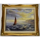 A gilt framed oil on board signed V Robertson, 65 x 54cm.