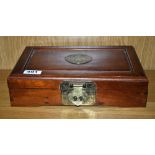 A Chinese hardwood jewellery box, W. 30cm.