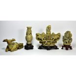 Four pieces of mid 20th century Chinese carved soapstone.